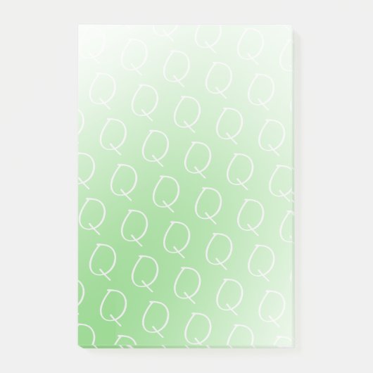 Monogram initiaal pastel olijfgroene gradiënt chic post-it® notes (Voorkant)