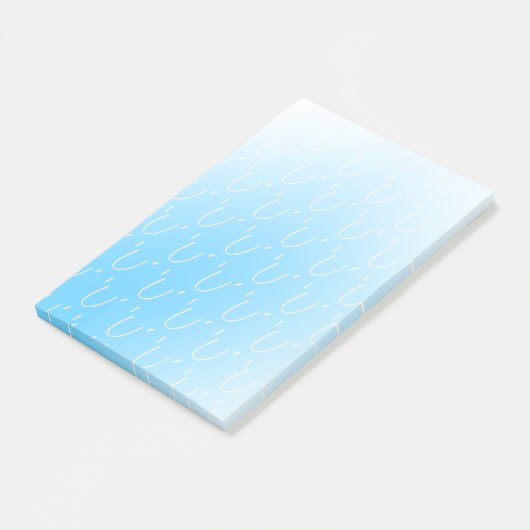 Monogram initiaal pastelblauw gradiënt modern post-it® notes (Schuin)