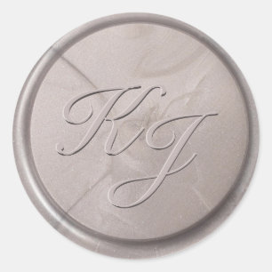 Monogram Initiaal Pearl Grey Wax Seal Sticker