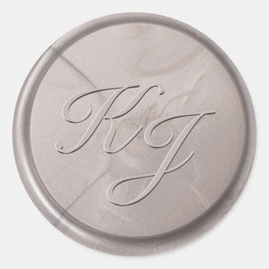 Monogram Initiaal Pearl Grey Wax Seal Sticker (Voorkant)