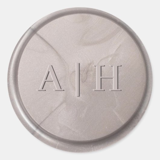 Monogram Initiaal Pearl Grey Wax Seal Sticker (Voorkant)