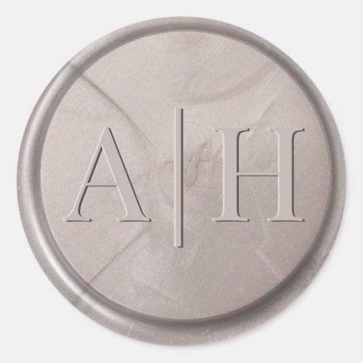 Monogram Initiaal Pearl Grey Wax Seal Sticker (Voorkant)