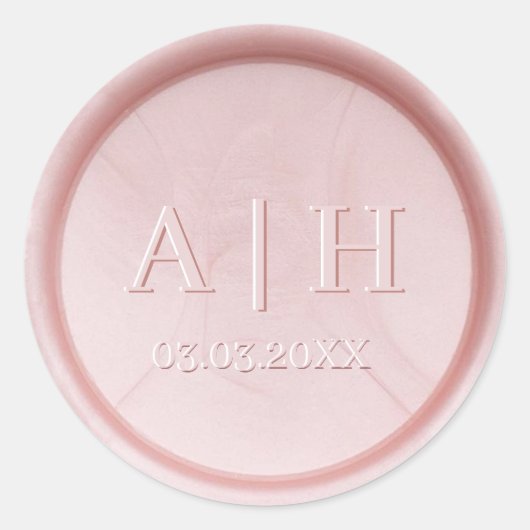 Monogram Initiaal Pearl Pink Wax Seal Sticker (Voorkant)