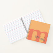 Monogram initiaal Perzik Roze Grijs Custom Name Notitieboek (Binnen)