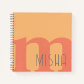 Monogram initiaal Perzik Roze Grijs Custom Name Notitieboek (Voorkant)