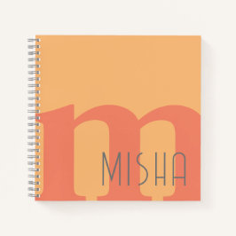 Monogram initiaal Perzik Roze Grijs Custom Name Notitieboek