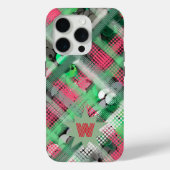 Monogram initiaal Plaid Tartan Rood Groen Feesteli Case-Mate iPhone Case (Achterkant)