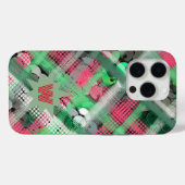 Monogram initiaal Plaid Tartan Rood Groen Feesteli Case-Mate iPhone Case (Achterkant (horizontaal))