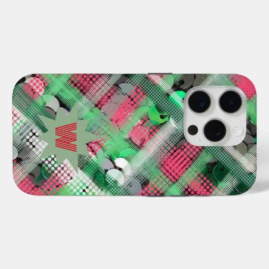 Monogram initiaal Plaid Tartan Rood Groen Feesteli Case-Mate iPhone Case (Achterkant (horizontaal))