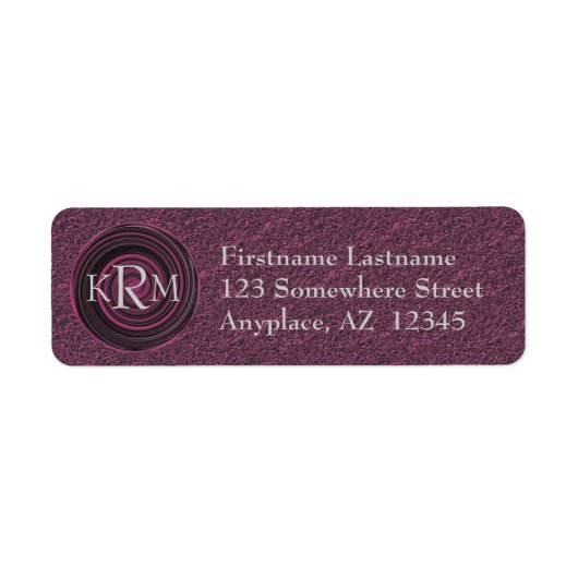 Monogram Initiaal Plum Swirls Retouradres Etiket (Voorkant)