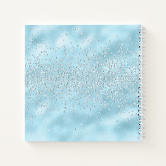 Monogram Initiaal Powder Blue Sparkles Bling Notitieboek (Achterkant)