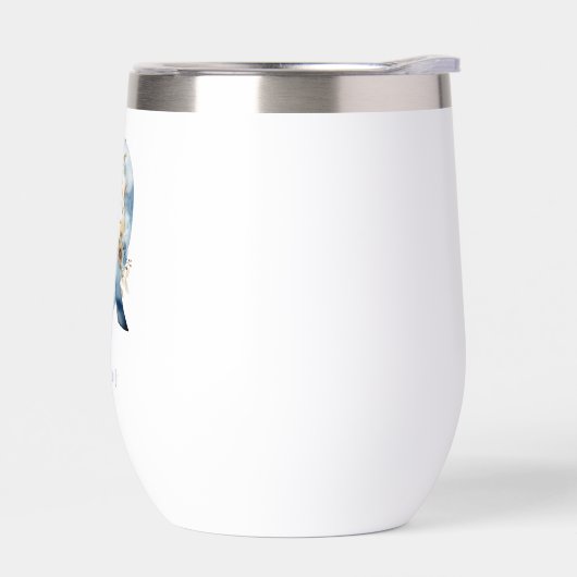 Monogram Initiaal Q Blue Floral Waterverf Gift Haa (Links)