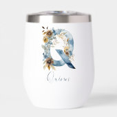 Monogram Initiaal Q Blue Floral Waterverf Gift Haa (Voorkant)