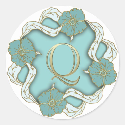 monogram initiaal Q stickers (Voorkant)