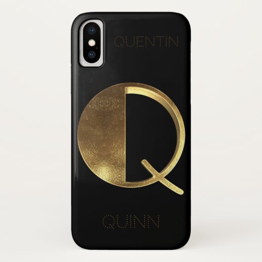 Monogram Initiaal Q zwart goud Case-Mate iPhone Case (Achterkant)