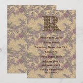 Monogram Initiaal R Elegant Floral Invite Kaart (Voorkant / Achterkant)