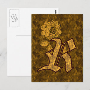 Monogram Initiaal R Elegante Gouden Pioen Roos Blo Briefkaart