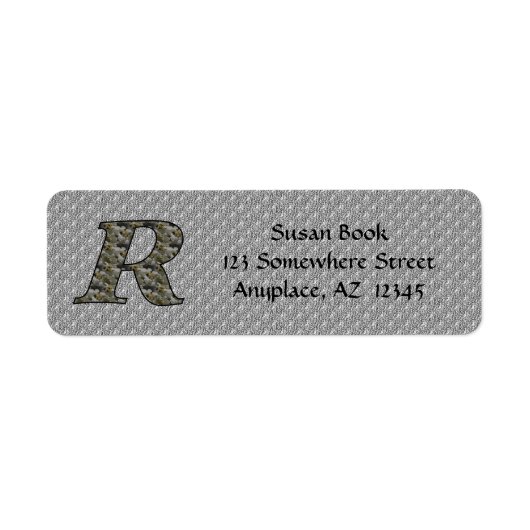 Monogram Initiaal R Hortensia Retouradres Etiket (Voorkant)