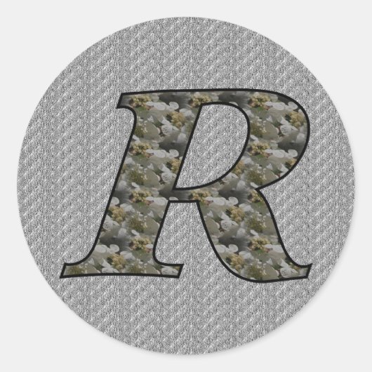 Monogram Initiaal R Hydrangea Floral Sticker (Voorkant)