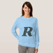 Monogram Initiaal R Hydrangea Floral T Shirt (Voorkant volledig)