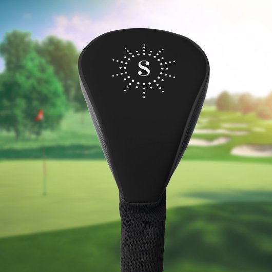 Monogram initiaal radiaal zondoornzwart wit golfheadcover