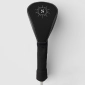 Monogram initiaal radiaal zondoornzwart wit golfheadcover (Voorkant)