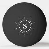 Monogram initiaal radiale zonnestraal zwart pingpongbal (Voorkant)