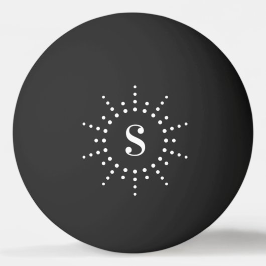 Monogram initiaal radiale zonnestraal zwart pingpongbal (Voorkant)