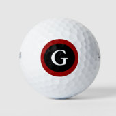 Monogram Initiaal Red White en Black Golf Balls Golfballen (Voorkant)