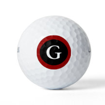 Monogram Initiaal Red White en Black Golf Balls