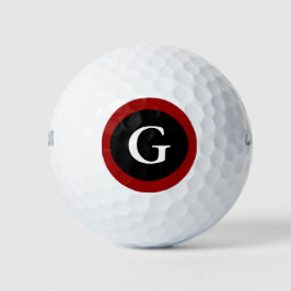 Monogram Initiaal Red White en Black Golf Balls Golfballen