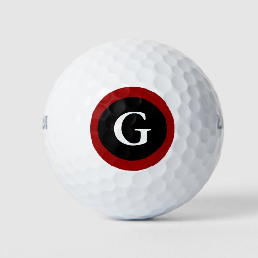 Monogram Initiaal Red White en Black Golf Balls Golfballen (Voorkant)