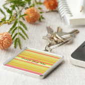 monogram initiaal Regenboog strepen modern Sleutelhanger (Zijkant)