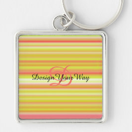 monogram initiaal Regenboog strepen modern Sleutelhanger