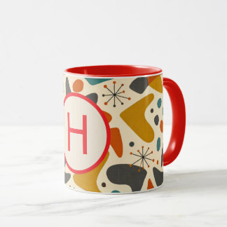 Monogram Initiaal Retro Cadeau Mok