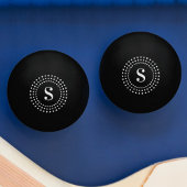 Monogram initiaal retro radiale stippen op zwart pingpongbal