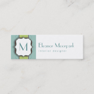 Monogram Initiaal Retro Skinny Card Mini Visitekaartje