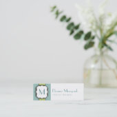 Monogram Initiaal Retro Skinny Card Mini Visitekaartje (Staand voorkant)