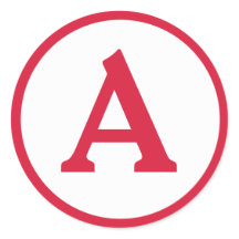 Monogram Initiaal rode cirkel Sticker