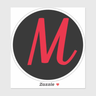 Monogram Initiaal Rode Vet Aangepaste naam Zwarte  Sticker