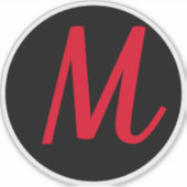 Monogram Initiaal Rode Vet Aangepaste naam Zwarte  Sticker (Voorkant)