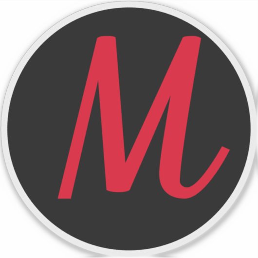 Monogram Initiaal Rode Vet Aangepaste naam Zwarte  Sticker (Voorkant)