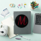 Monogram Initiaal Rode Vet Aangepaste naam Zwarte  Sticker (iPad Cover)