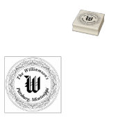 Monogram Initiaal Ronde Filigree surround naam add Rubberstempel (Gestempeld)
