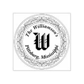 Monogram Initiaal Ronde Filigree surround naam add Rubberstempel (Afrduk)