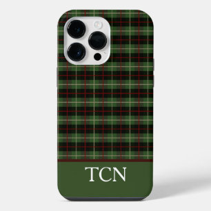 Monogram Initiaal Rood Groen Zwart Schotse Ruit iPhone 14 Pro Max Hoesje