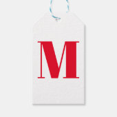 Monogram initiaal rood wit aanpassen cadeaulabel (Voorkant)