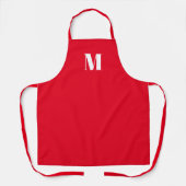 Monogram initiaal rood wit aanpassen schort (Voorkant)