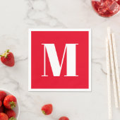 Monogram initiaal rood wit aanpassen servet (Insitu)