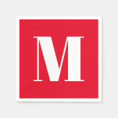 Monogram initiaal rood wit aanpassen servet (Voorkant)